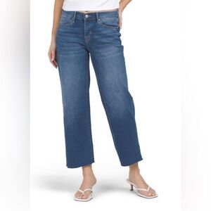 Nicole Miller NEW YORK Soho High Rise Wide Leg Raw Cuff Jeans-Sz 14-new